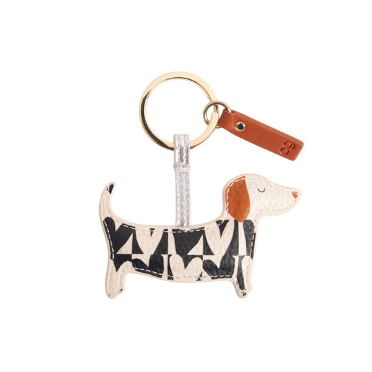 Checkmate Hearts Sausage Dog Keyring | Monochrome