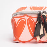 Flat Lay Cosmetic Bag | Looped Hearts | Pink & Orange