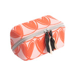 Flat Lay Cosmetic Bag | Looped Hearts | Pink & Orange