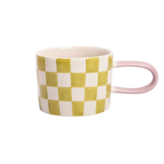 Green Check Ceramic Mug