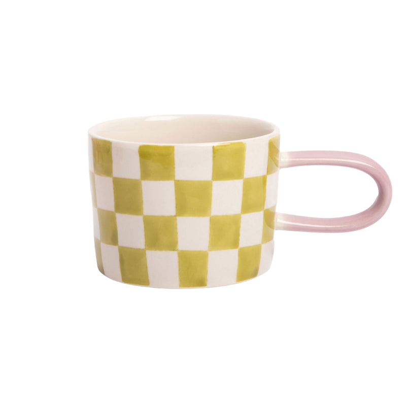 Green Check Ceramic Mug