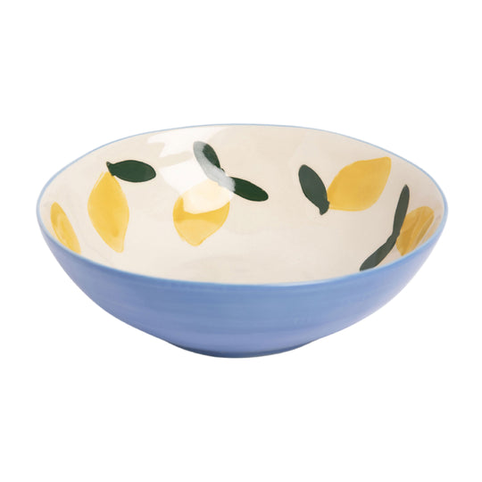Lemons Stoneware Bowl | Blue | 18cm
