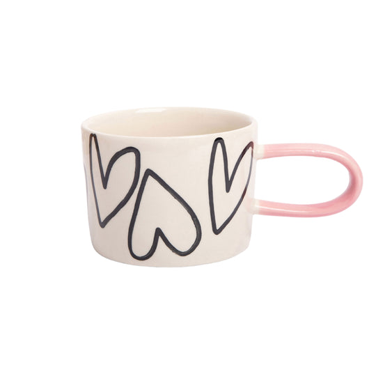 Mono Outline Hearts Ceramic Mug