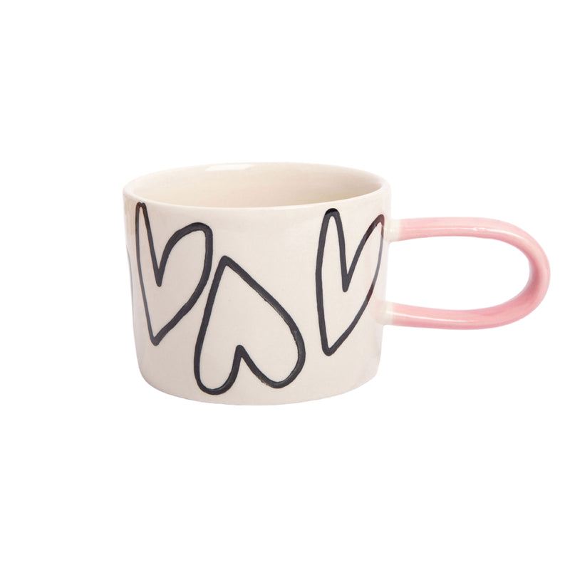 Mono Outline Hearts Ceramic Mug