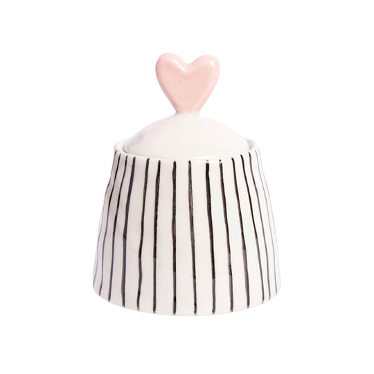 Mono Stripe Stoneware Pot