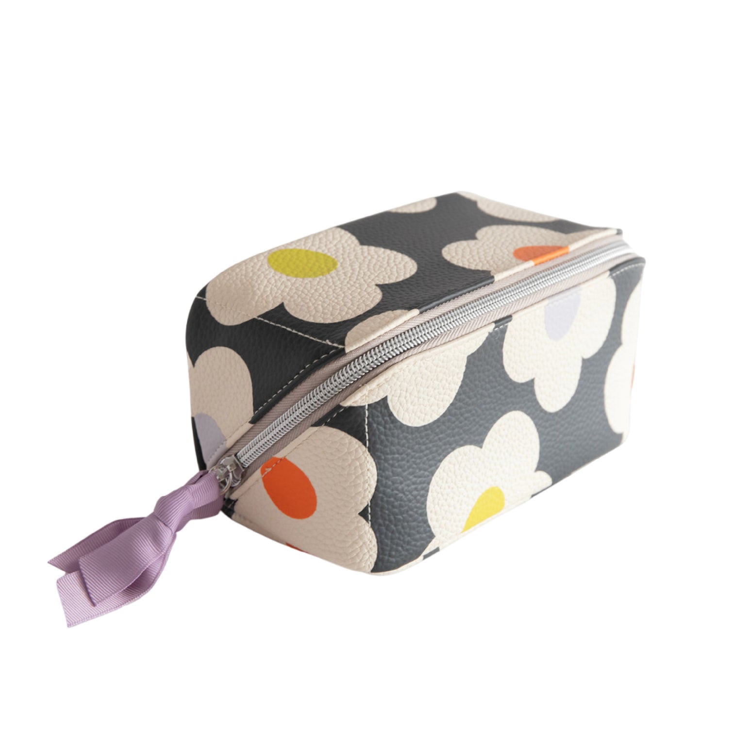 Caroline Gardner Charcoal Mono Flower Make Up Bag main image 0