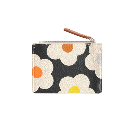 Multi Flower Short Patch Purse | Charcoal