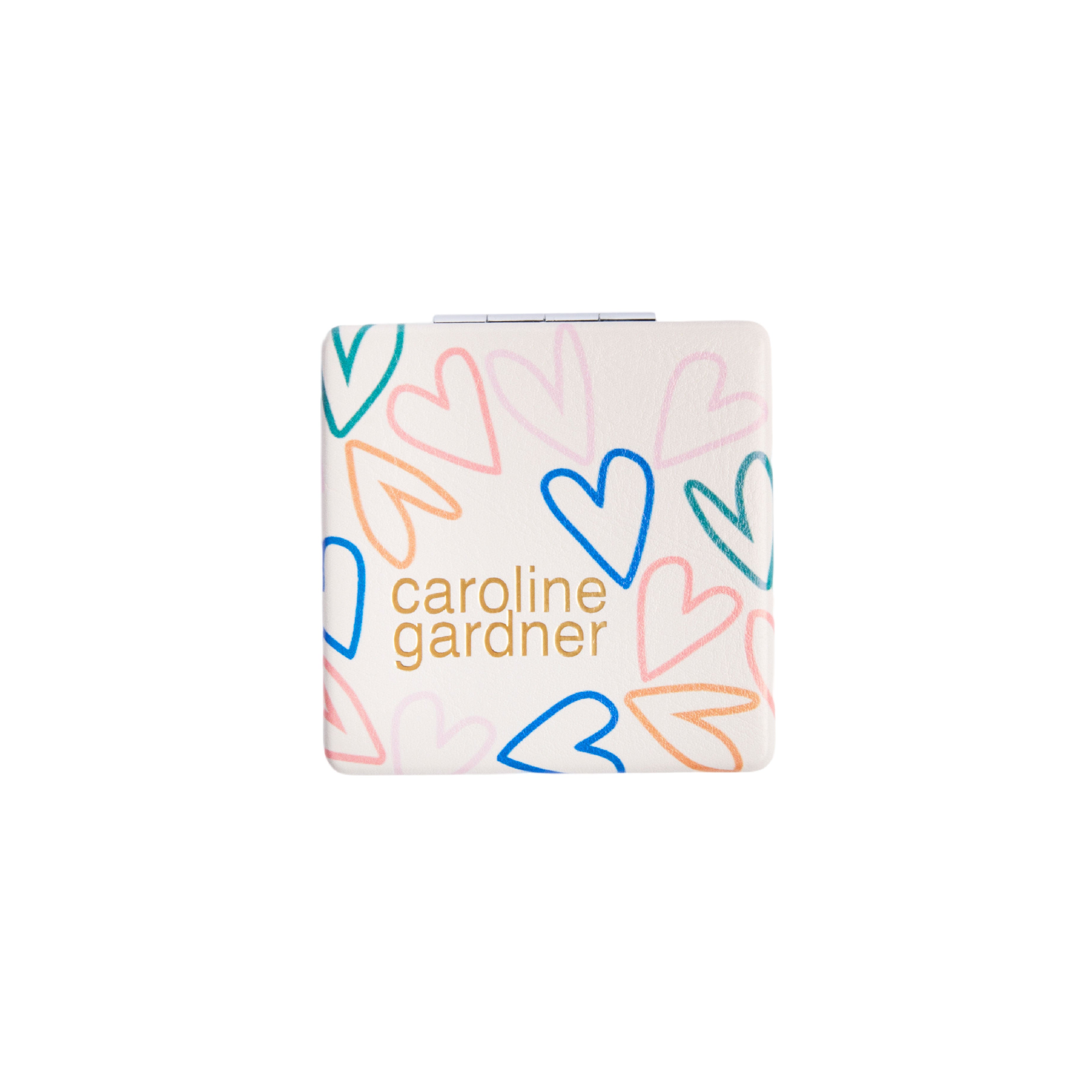 Caroline Gardner Multi Outline Hearts Square Pocket Mirror | About Living