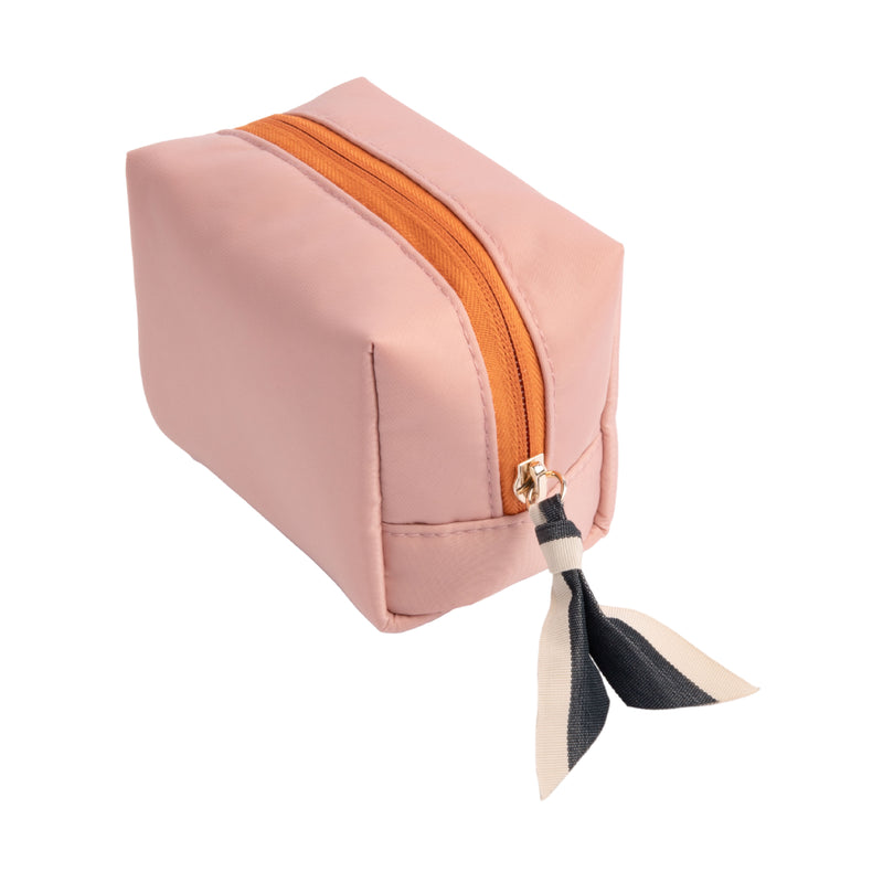 Nylon Cube Cosmetic Bag | Pink & Orange