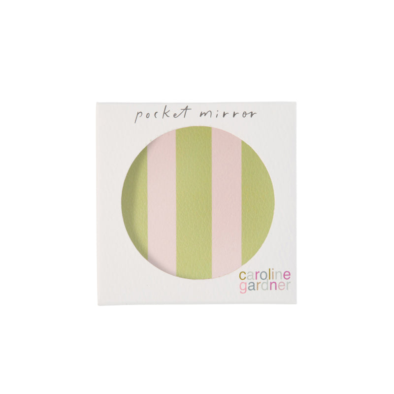 Round Stripe Pocket Mirror | Pink & Green