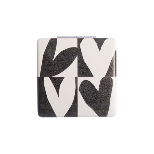 Square Checkmate Hearts Pocket Mirror | Monochrome