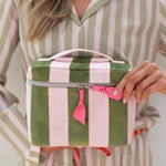 Stripe Vanity Case | Pink & Green | Large