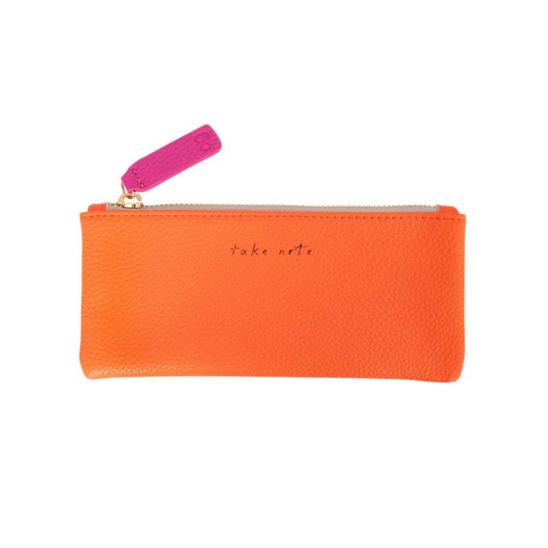 Vegan Leather Pencil Case | Take Note | Orange