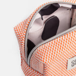 Mini Woven Check Cube Cosmetic Bag | Orange