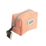 Mini Woven Check Cube Cosmetic Bag | Orange