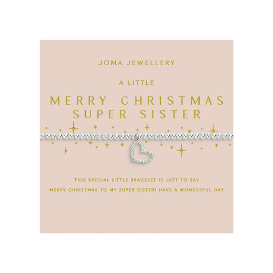 Christmas A Little 'Merry Christmas Super Sister' Bracelet | Silver Plated