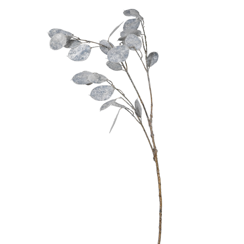 Faux Honesty Stem | White with Glitter