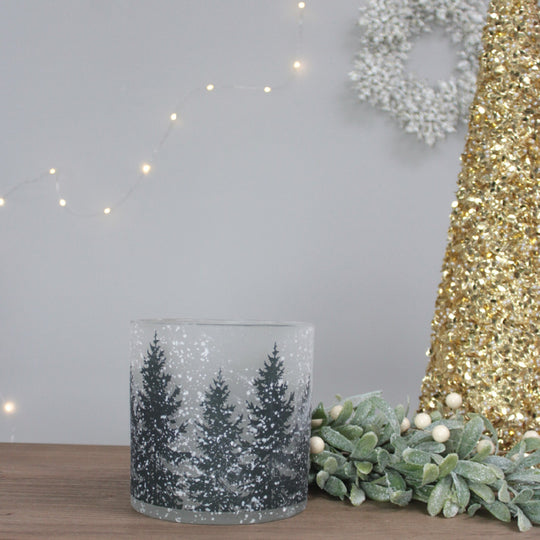 Snow Forest Glass Candle Holder | Medium