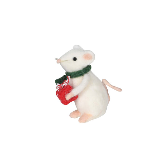 Felt Mouse Figurine with Christmas Gift | 12cm