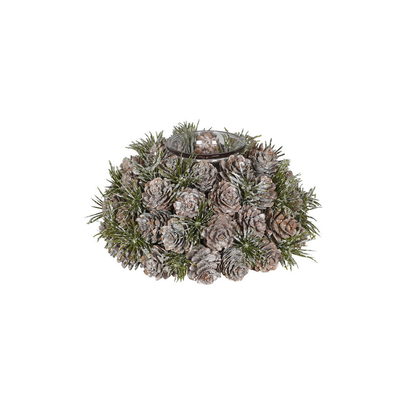 Frosted Pinecone Candle Holder | 17cm