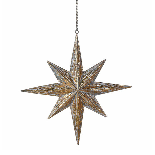 Hanging Rustic Star Decoration | Gold Iron | 96cm