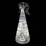 LED Angel Figurine with Glitter Detail | Silver | 23cm