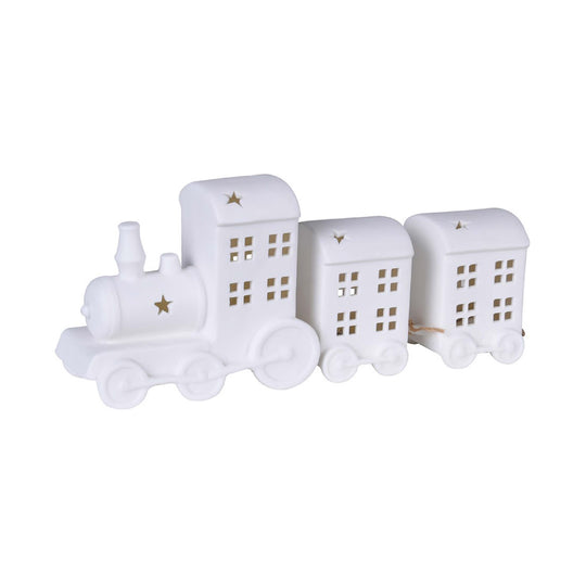 LED Christmas Train Decoration | White Ceramic | 26cm