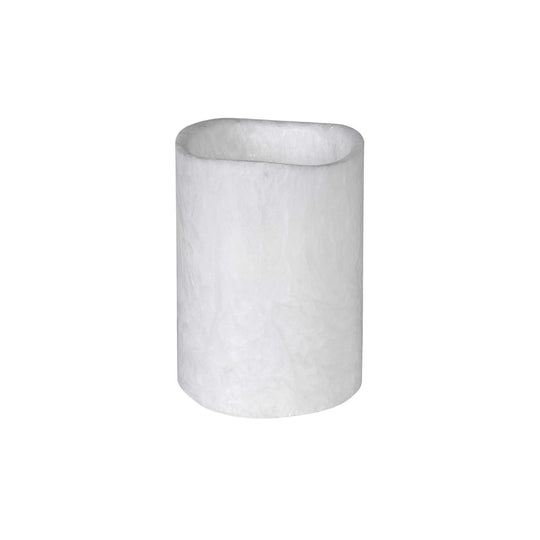 LED Pillar Candle with Marble Detail | White | 11cm