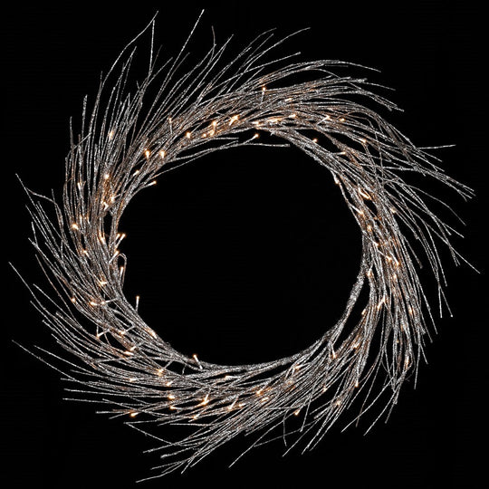 LED Spiral Wreath with Glitter Detail | Champagne | 80cm