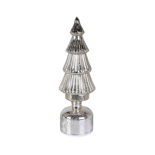 Rotating LED Christmas Tree Decoration | Silver | 31cm