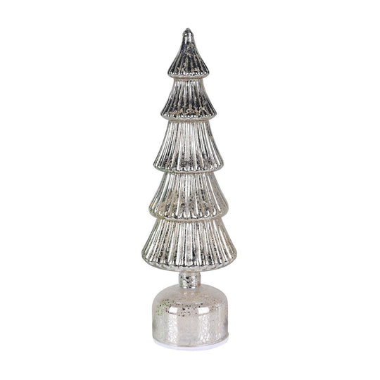 Rotating LED Christmas Tree Decoration | Silver | 37cm