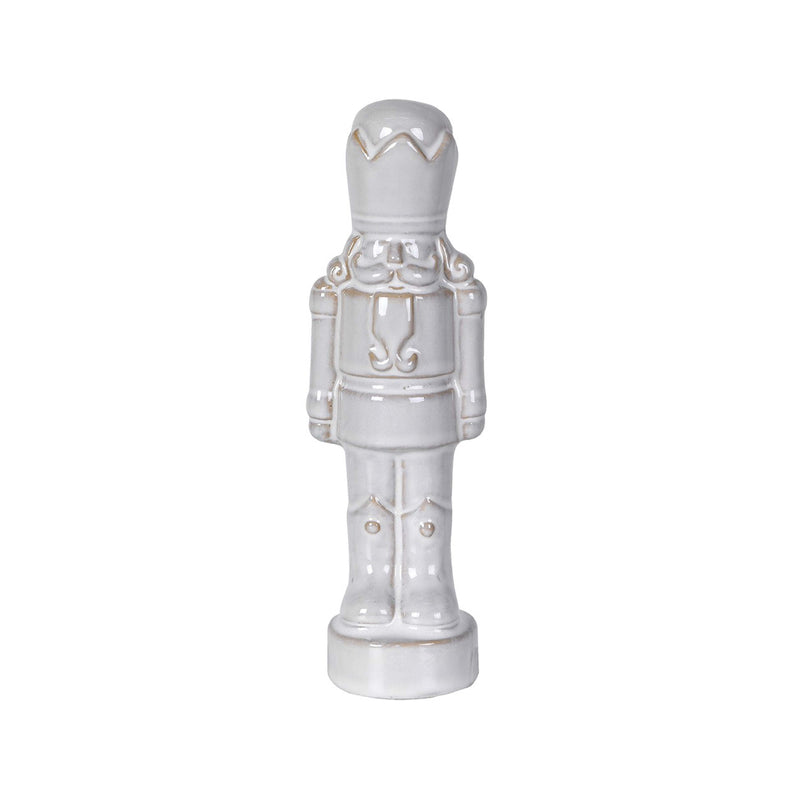 Rustic Nutcracker Figurine | White Ceramic | 20cm