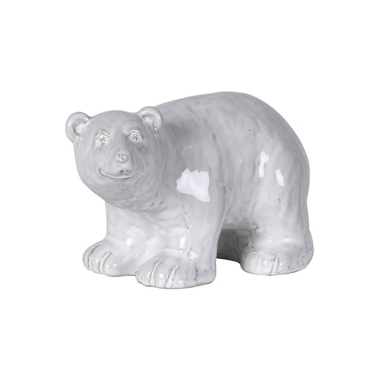 Rustic Polar Bear Figurine | White Ceramic | 13cm