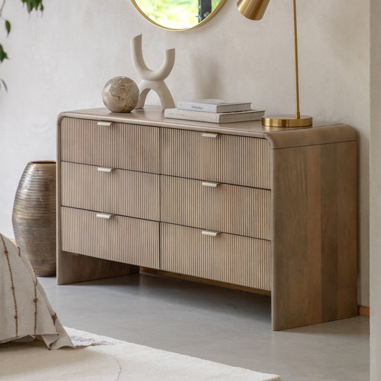 Colonna Flued 6 Drawer Chest | Mango Wood