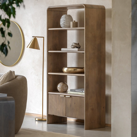 Colonna Fluted Open Display Unit | Mango Wood