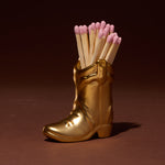 Nashville Cowboy Boot Matchstick Holder with 25 Matches | Gold