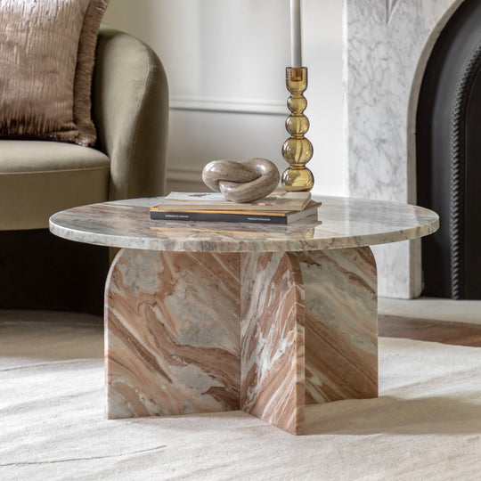 Amalfi Round Marble Coffee Table | Natural