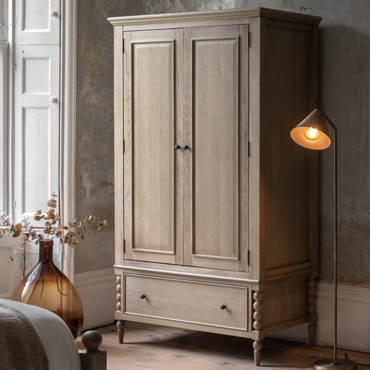 Artisan Bobbin Wardrobe | Limewashed Oak
