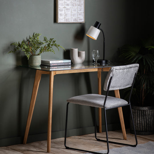 Blair Glass Desk | Natural Oak
