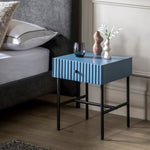 Buckhurst Scalloped Bedside Table with Drawer | Blue