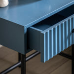 Buckhurst Scalloped Bedside Table with Drawer | Blue