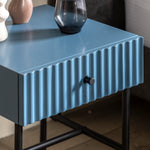 Buckhurst Scalloped Bedside Table with Drawer | Blue