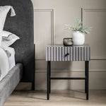Buckhurst Scalloped Bedside Table with Drawer | Grey