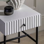 Buckhurst Scalloped Bedside Table with Drawer | White