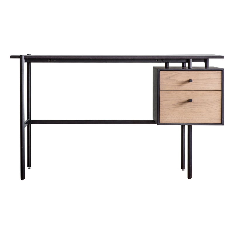 Carbury 2 Drawer Desk | Black/Natural