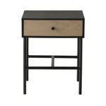 Carbury Bedside Table with Drawer | Black/Natural