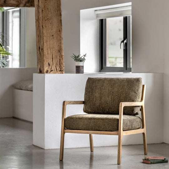 Cortona Retro Armchair | Moss Green