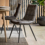 Darwin Faux Leather Dining Chairs | Grey | Set of 2