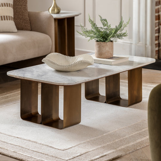 Dorado Marble Top Coffee Table | Gold