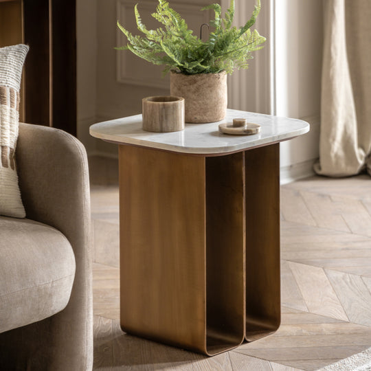 Dorado Marble Top Side Table | Gold